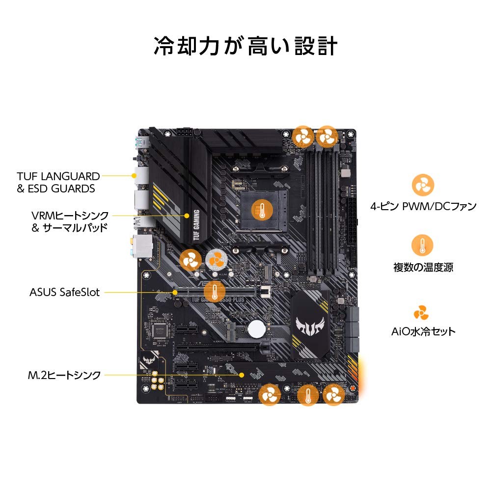 ASUS TUF GAMING B550-PLUS ATX Motherboard with AMD B550 and AM4 Support