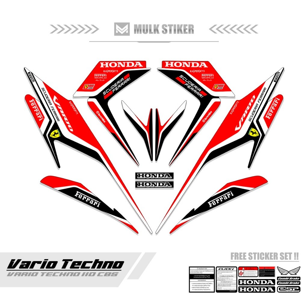 Striping Vario Techno 110 Cbs Motif 64 / Vario Karbu 110 / Click 110 / Old Vario 110 / Click 110 I Sticker / Carbu / Sticker / Stiping / Stock Decal / List / Polet / Unique / Simple / ต่างชาติ