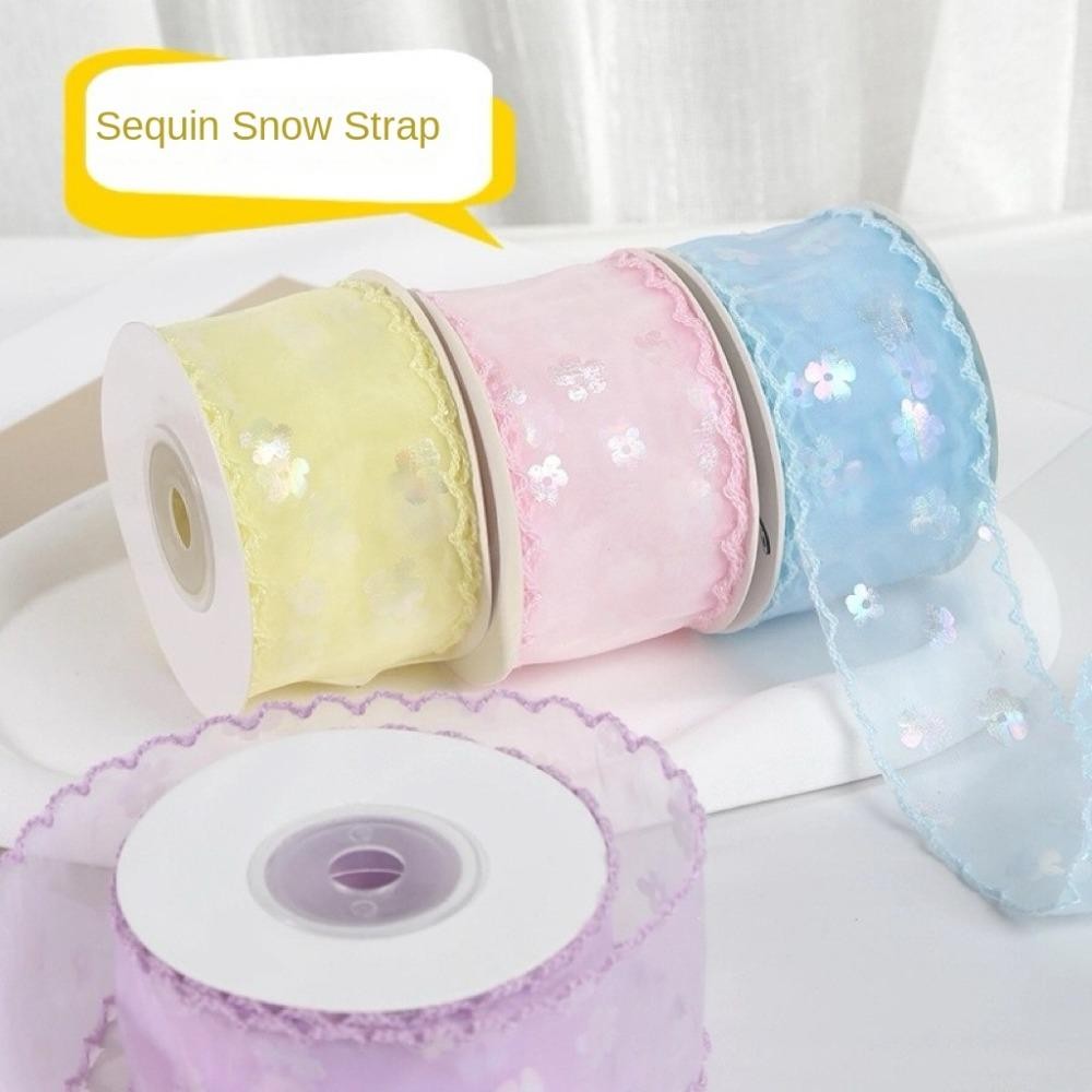 BANO1 ริบบิ้นผ้าไหม, 4 ซม. 10 หลาริบบิ้นชีฟอง, ขอบคลื่นจีบห่อของขวัญช่อดอกไม้ DIY ตกแต่ง - รูปที่ 3