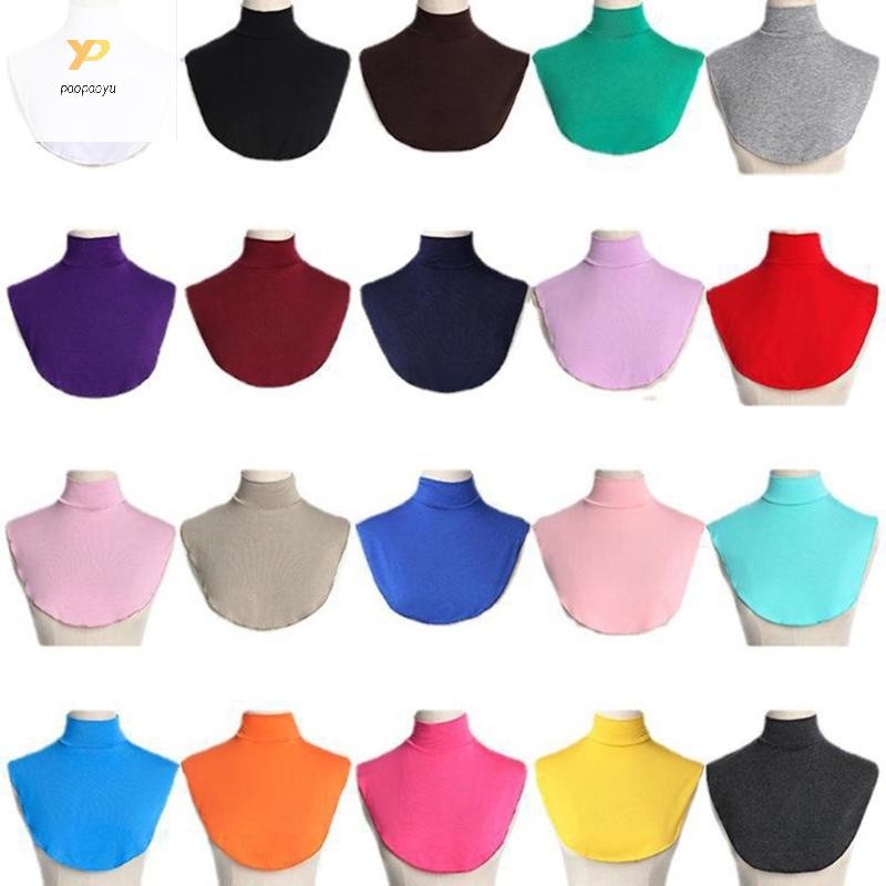 Women Muslim Turtleneck Fake Collar Hijab Extensions Solid Neck Cover Half Tops