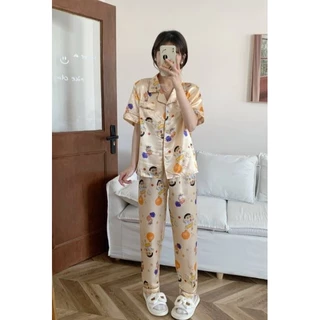 5555-1 SPS ชุดนอนผ้าซาติน ผู้หญิง แบบแขนสั้นขายาวที่มีหลากลายหลายขนาดให้เลือกสินค้าราคาถูกพร้อมจัดส่ง