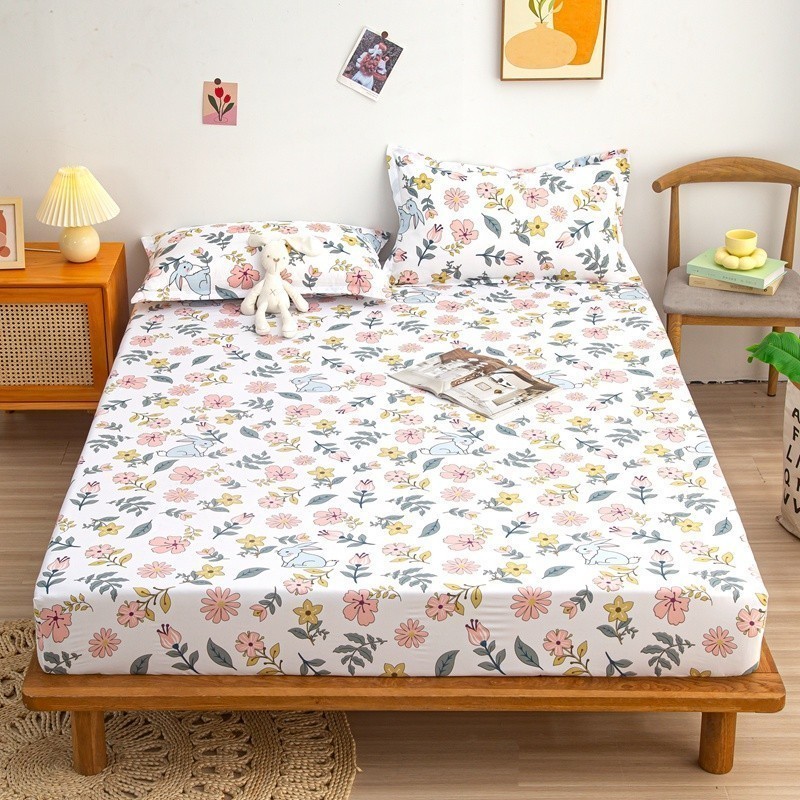 Cotton Printing Bed Pillow Cover Breathable Comfortable Set Single Double Bed Sheet Mattress Cover
