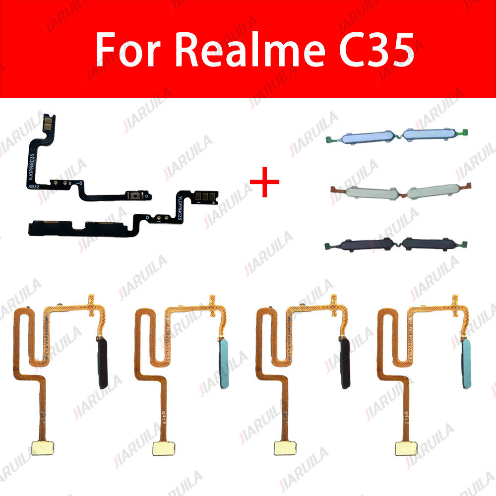 เซ็นเซอร์พิมพ์นิ้วสําหรับ Oppo Realme C35 RMX3511 สวิตช์ปุ่มบ้าน power Volume On Off ปุ่ม flex สาย