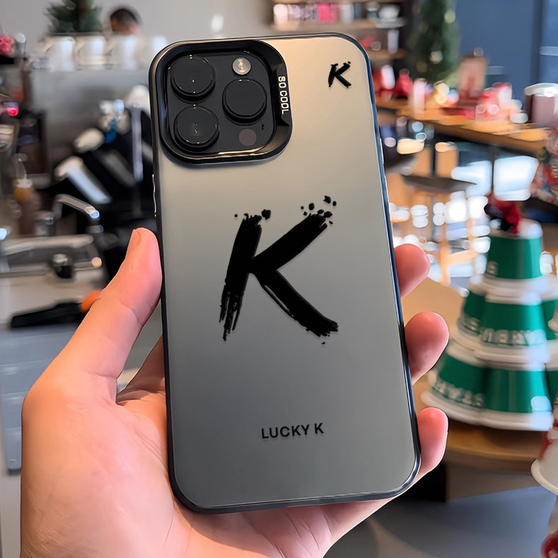 เคสไอโฟน13 For iPhone 11 12 14 15 16 Pro MAX XR 14 15 16 Plus X XSMAX 7Plus เคสโทรศัพท์ลายตัวอักษร K นำโชค เคสกันกระแทก