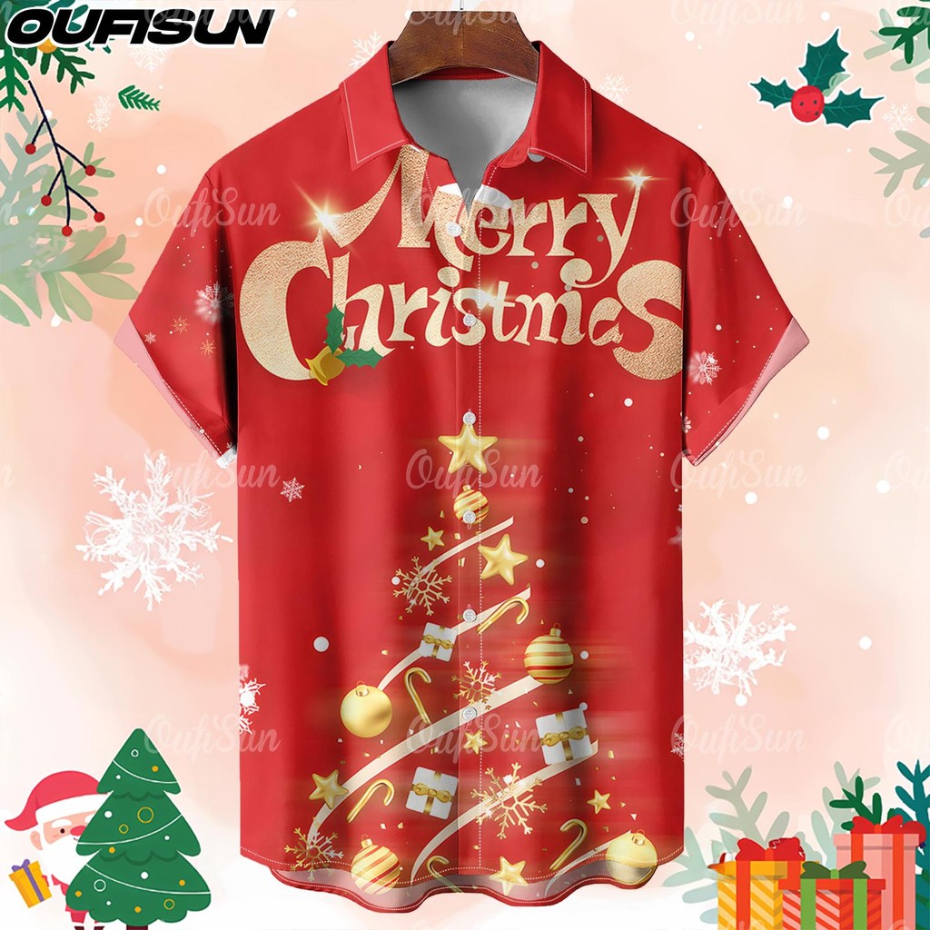 คริสต์มาส2568ใหม่เสื้อผู้ชายแขนสั้นท็อปส์3งของขวัญคริสต์มาสพิมพ์พรรคคริสต์มาสเสื้อผ้าหลวมระบายอากาศแห้งเร็วขนาดใหญ่เสื้อผู้ชาย