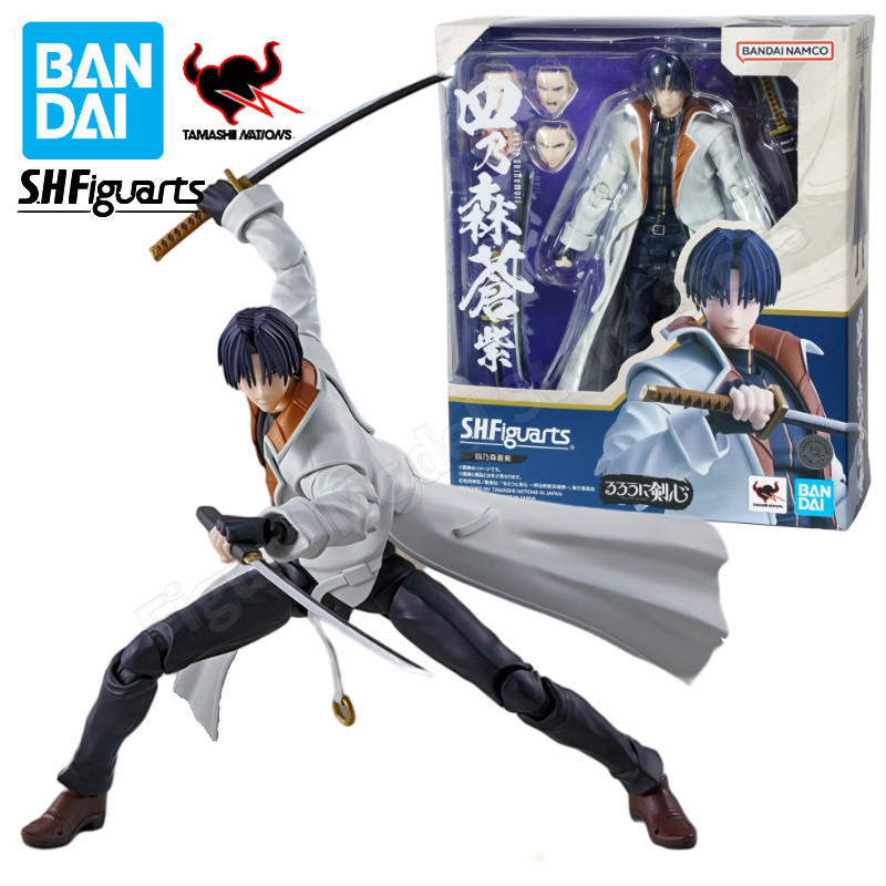 ในสต็อก Original Bandai SHFiguarts SHF Shinomori Aoshi Rurouni Kenshin อะนิเมะ Action Figure ของเล่น