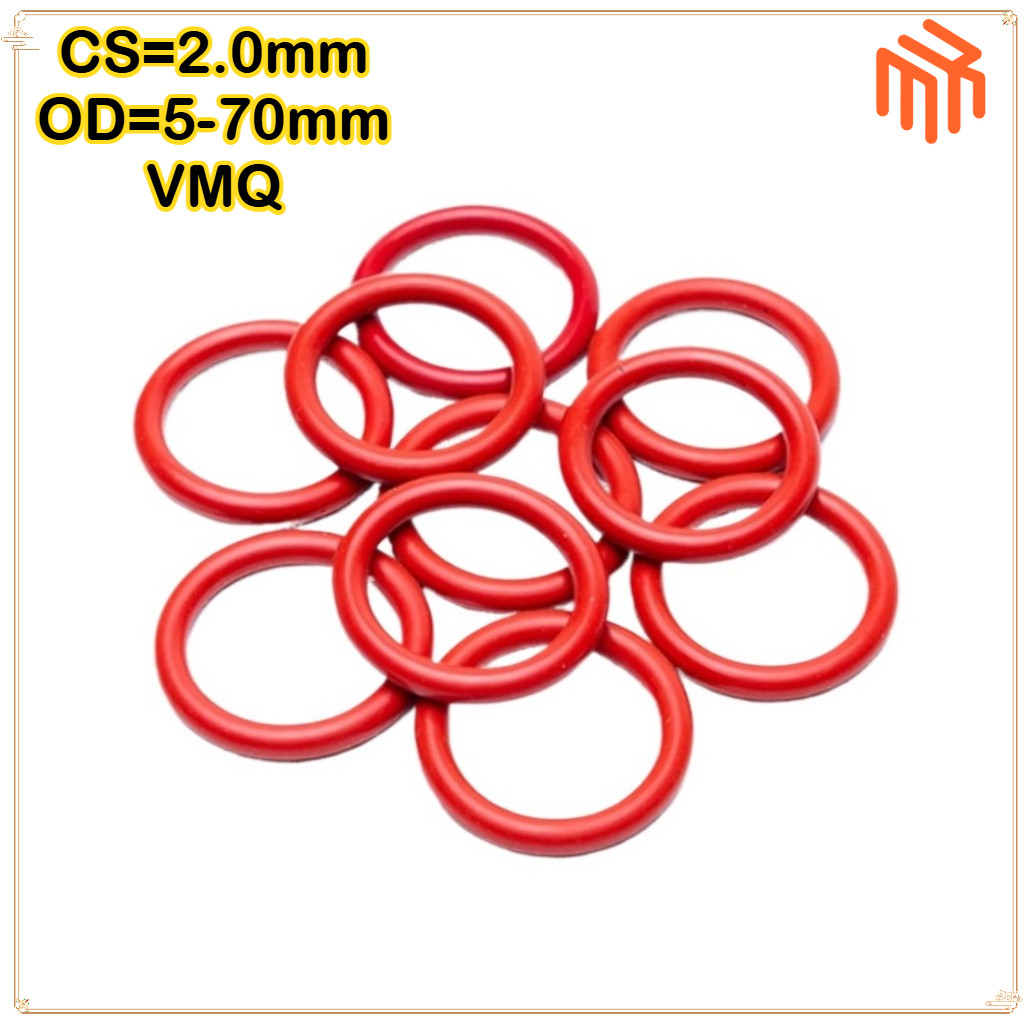 [MX1] โอริงสีแดง CS2.0mm * OD5-70mm / VMQ แหวนยางซิลิโคน โอริงซีล สีแดง