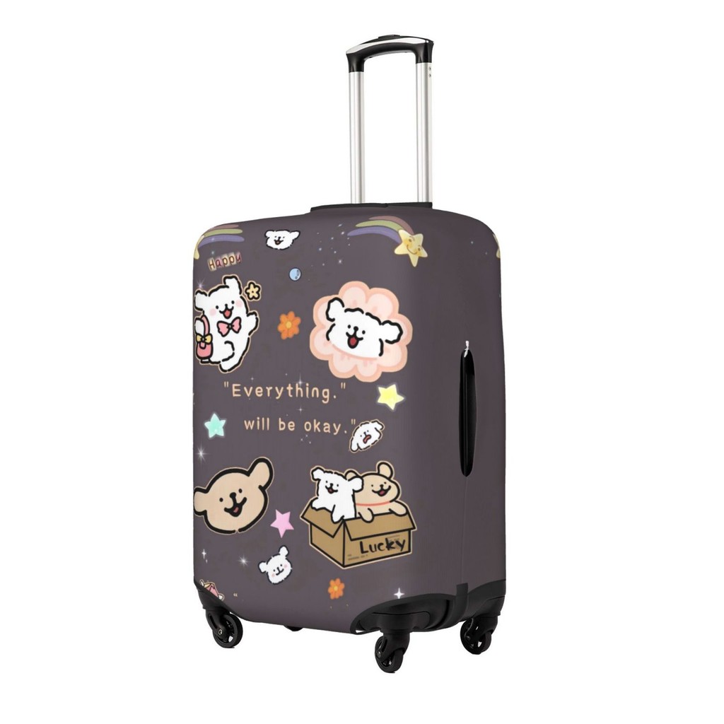 ผ้าคลุมกระเป๋าเดินทาง หมามอลทีส ผ้าสแปนเด็กซ์ แบบยืดหยุ่น ยืดหยุ่น Maltese Puppy Travel Luggage Cover 18-32 นิ้ว BY016