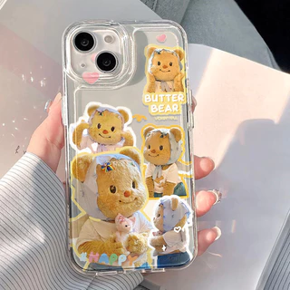 TPU Case For iPhone 15 17 16 11 13 12 14 Pro Max Air 7 8 Plus X XR XS Max SE 16promax Butter Bear เคสโทรศัพท์มือถือ