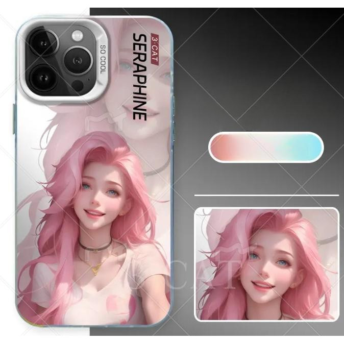 Pink Manga Girl Phone Case 11 12 Promax 13 14 plus 15 16 Pro Phone Case