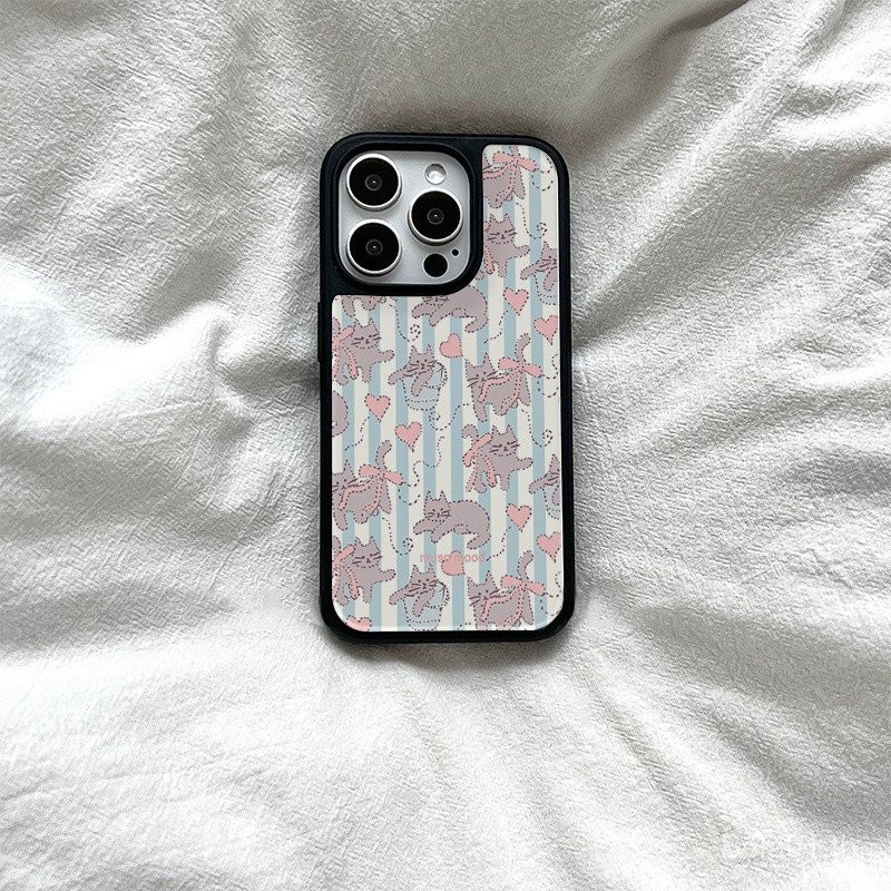 เคสมือถือสำหรับ iPhone เกาหลี INS ลายจุดลายแมว16/15PROMAX เคสมือถือ14Pro แบบเรียบง่าย12เคสนิ่มแบบหุ้มทั้งเครื่อง13เคสป้องกันเฉพาะกลุ่ม k80a