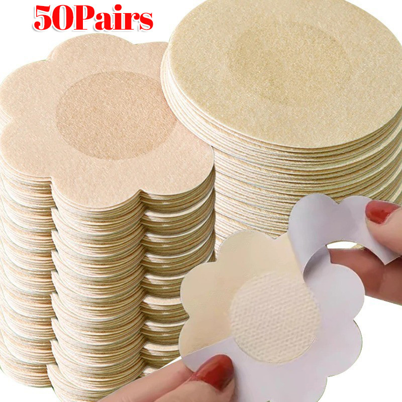 10/30/50 คู่ผู้หญิงสติกเกอร์หน้าอกที่มองไม่เห็นแบบใช้แล้วทิ้ง - Self-Adhesive Bra Pad - ความปลอดภัยจุกนมครอบคลุม