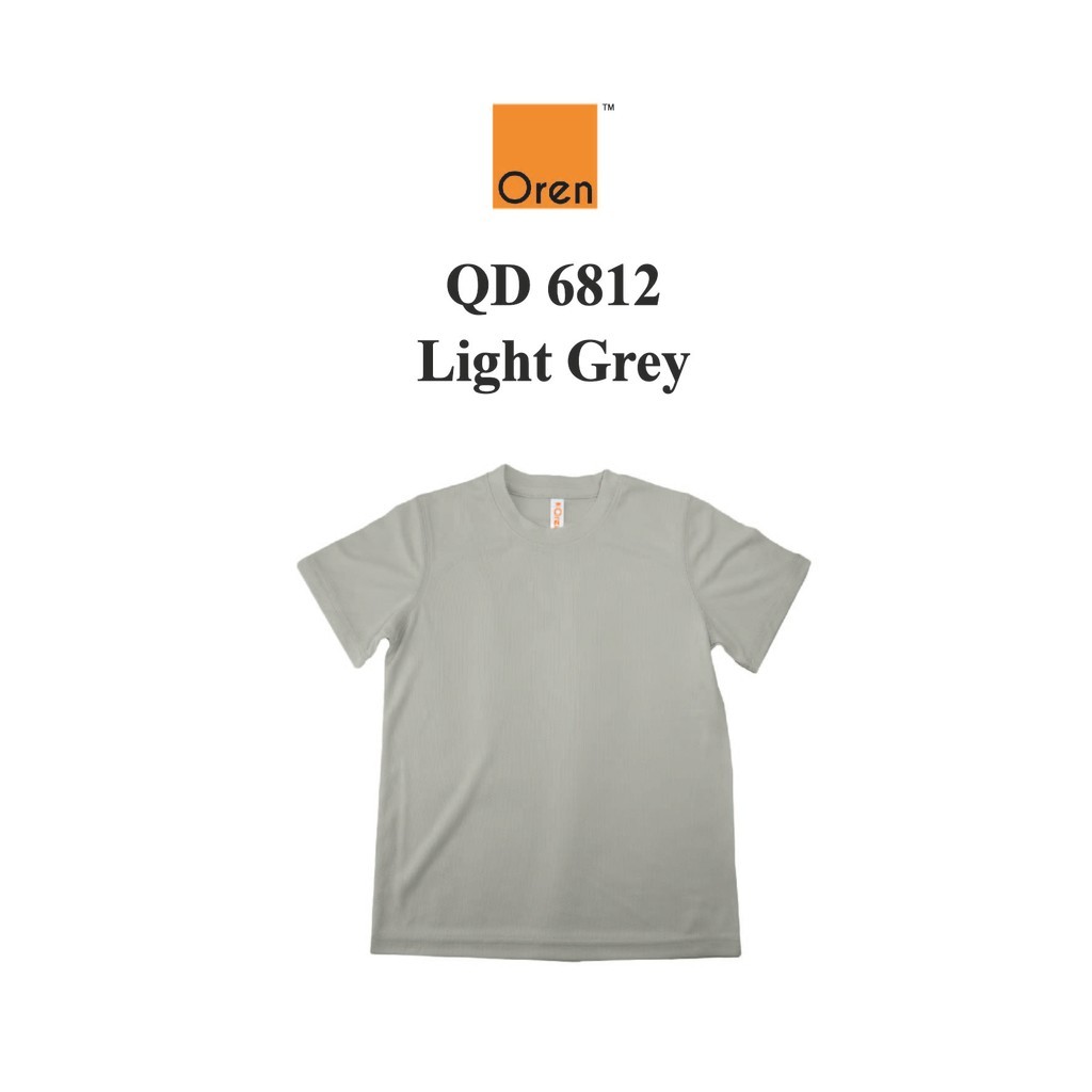 .my Oren Sport QD6812 Light Grey Quick Dry เสื้อยืดเด็กน้ําหนักเบาไมโครไฟเบอร์ลูกเรือคอเด็กขนาด