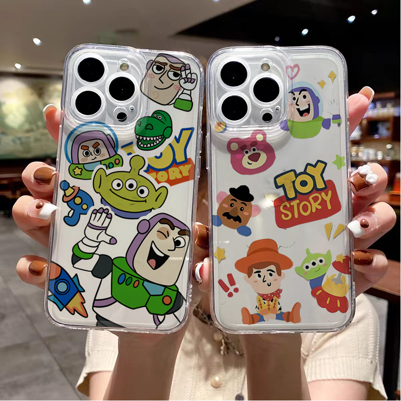 ปลอกสําหรับ Samsung Galaxy S24 S23 S22 S21 Plus Ultra S20FE S21FE S23FE Toy StoryLotso Alien Buzz Lightyear น่ารักการ์ตูนโปร่งใสนุ่มเคสโทรศัพท์