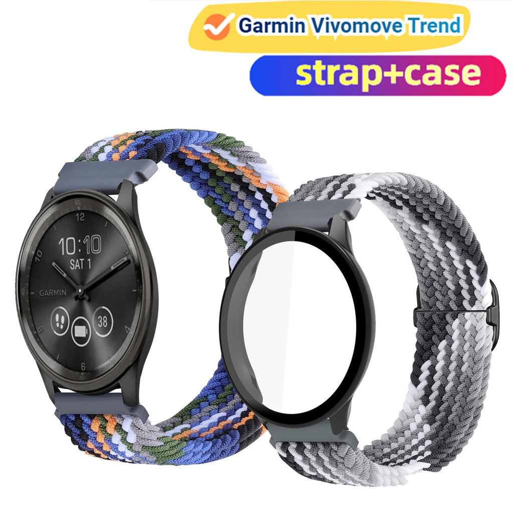 สายรัด Garmin Vivomove Trend สายรัดไนลอนสําหรับสายรัด Garmin Trend สายรัดข้อมือสําหรับเล่นกีฬา เคส Garmin Vivomove Trend ตัวป้องกันหน้าจอ