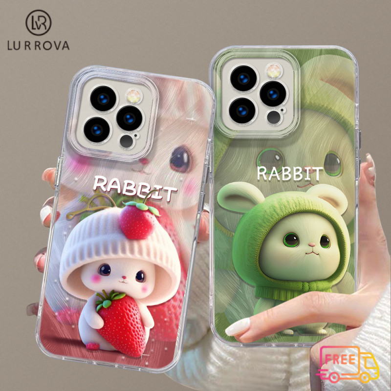 Case สำหรับ OPPO Reno 12 5กรัม Reno 12 Pro 5กรัม Reno12 F 5กรัม Reno11 F 5กรัม Reno 11 5กรัม Reno 10 5กรัม Reno 10 10 Pro 5กรัม Reno 8ครั้ง5กรัม Reno 8Z 5G Reno 7Z 5G Reno5 Reno4สตรอเบอร์รี่สีชมพูหมวกกระต่าย shockpr