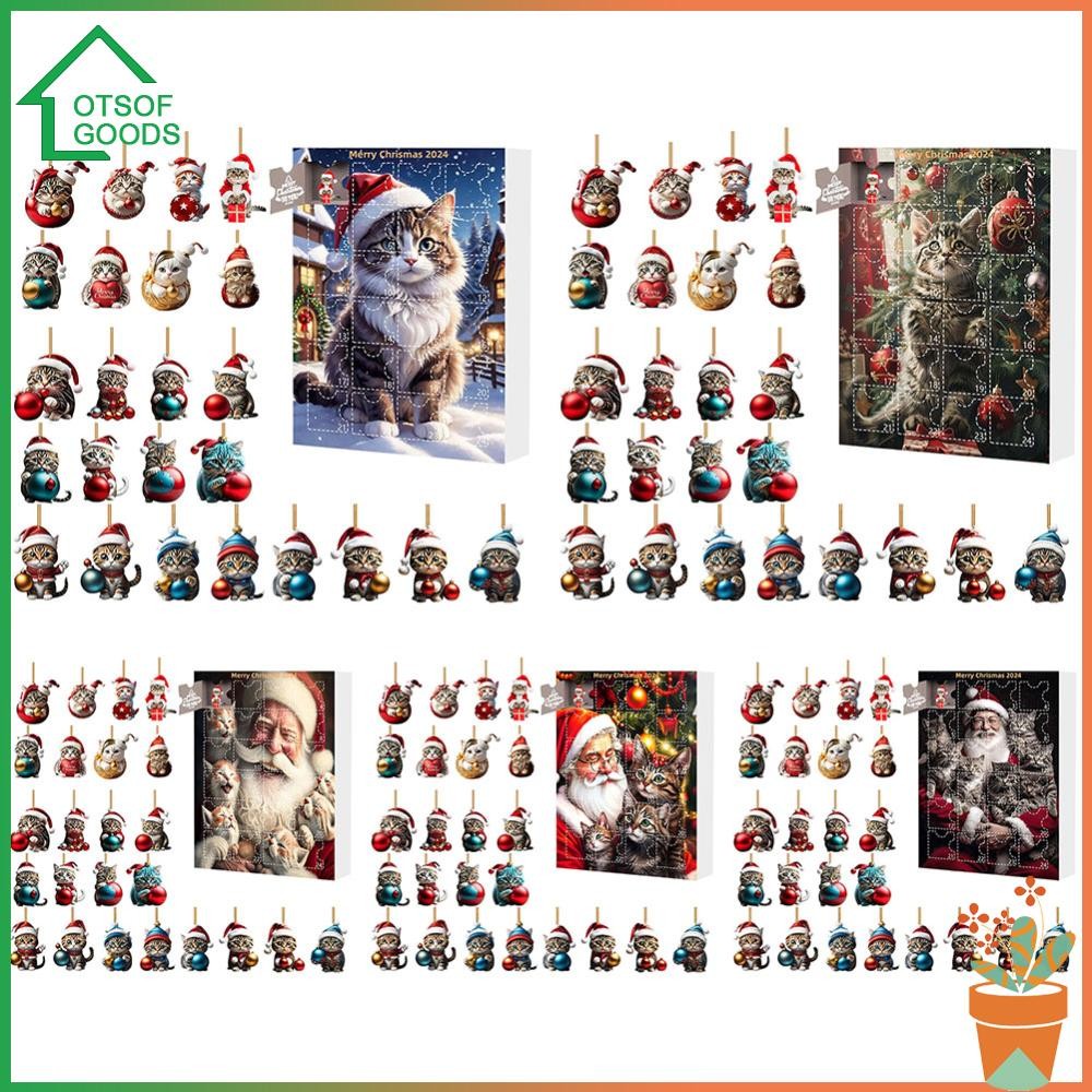 ✿ สินค้ามากมาย ✿  Adventskalender 2024 Katzenornamentkalender 24 Tage Weihnachts-Cuntdown-Kalende