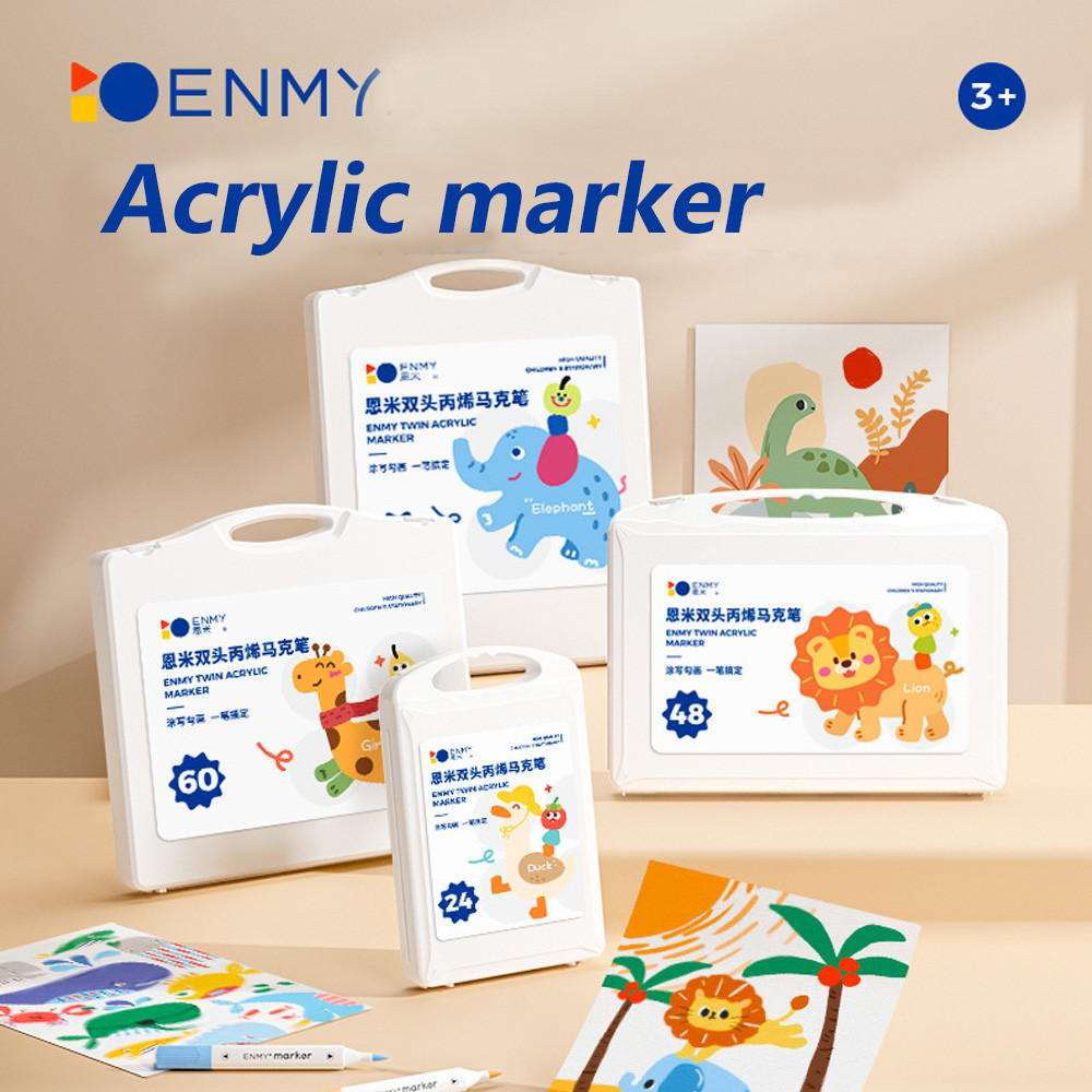 Enmy Double-Headed อะคริลิค Marker ปากกาเด็กนักเรียนสีปากกา Stackable Impervious กระดาษ diy มือวาด
