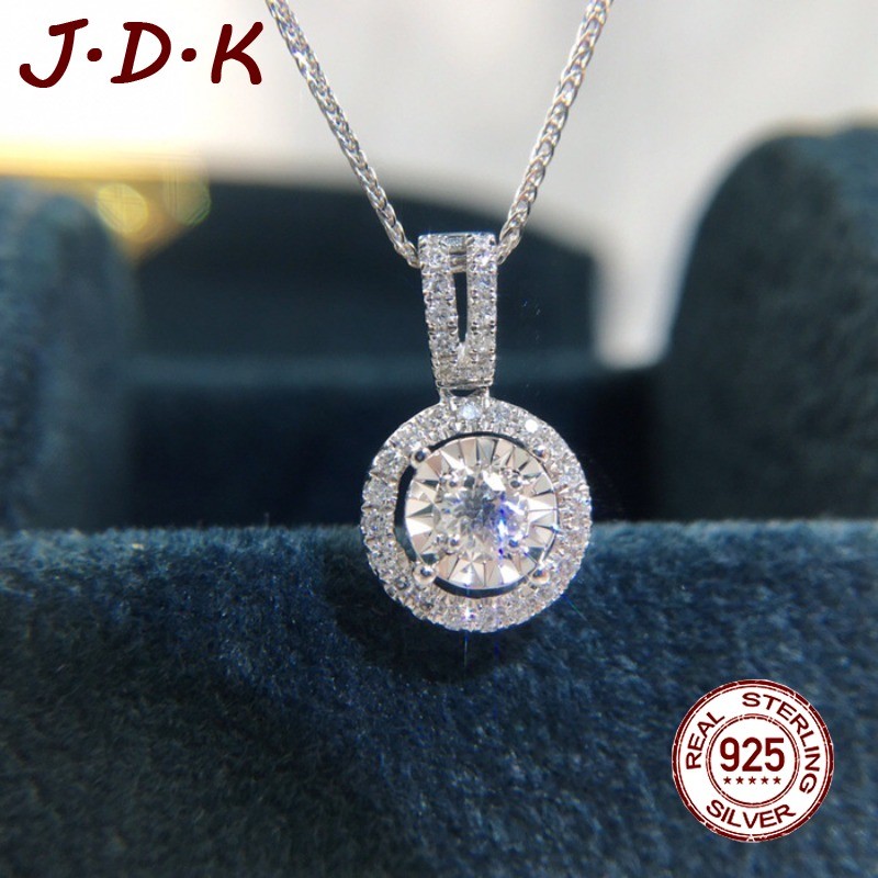 JDK 3 กะรัต มอสซาเรลล่าสร้อยคอเพชรผู้หญิง Pt950 Platinum Zircon จี้เครื่องประดับ
