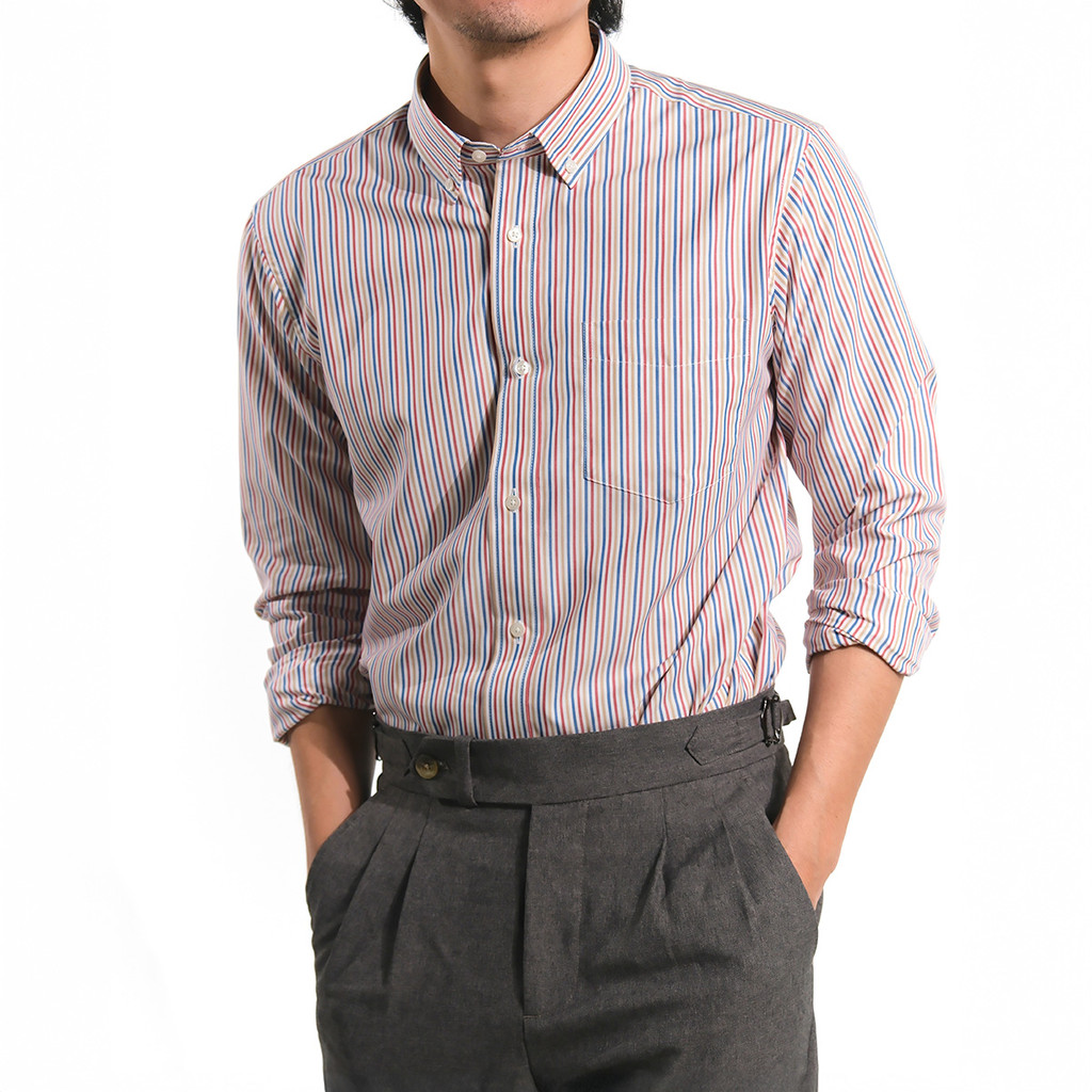era-won Premium Quality เสื้อเชิ้ต คอปก Dress shirt Regular Shirt แขนยาว สี Stripe Rose