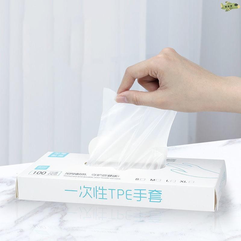 [UNC] 50/100 ชิ้นถุงมือยางฟรี TPE ถุงมือแบบใช้แล้วทิ้งโปร่งใสลื่นกรดทํางานความปลอดภัยเกรดอาหารถุงมือทําความสะอาดในครัวเรือน TH