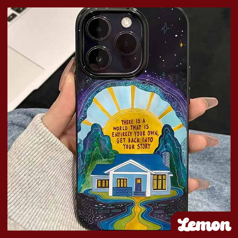 Graffiti Black Night Mountain Cabin Glossy Black Soft Shell สําหรับ iPhone กรณี 16Promax 15 15Promax 14Promax 14plus 13pro 13Promax 11 11pro 12Promax 12mini XR 7p 8Plus