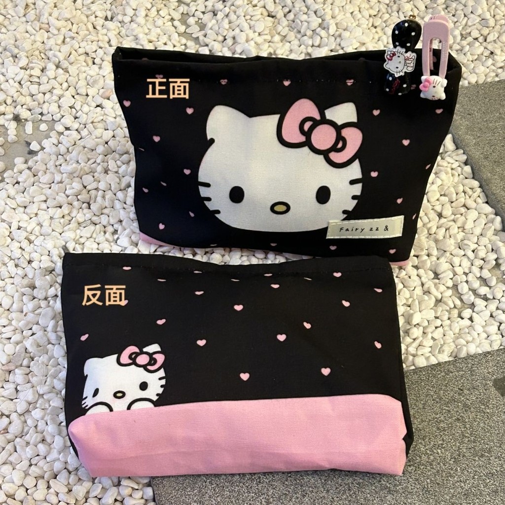 Deere Jack กระเป๋าเครื่องสําอางผู้หญิง Sweetheart Hello Kitty แบบพกพาขนาดใหญ่ความจุ Wash Hand Holding out Liner กระเป๋าใส่เหรียญ
