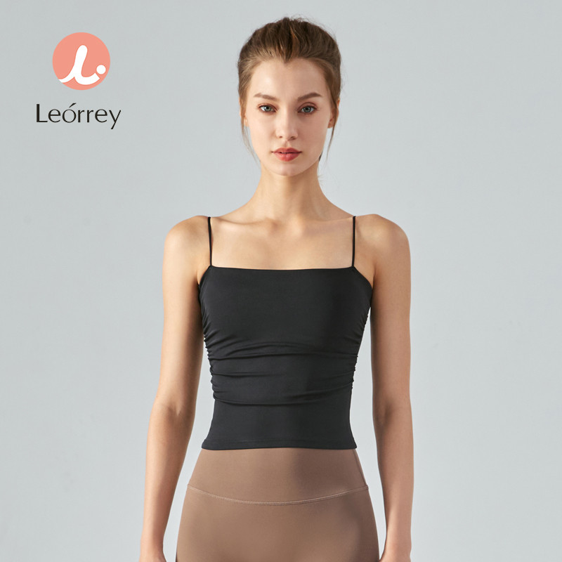 Leorrey-มีแผ่นรองหน้าอกเสื้อกั๊กโยคะกันกระแทกวิ่งชุดชั้นในกีฬาฟิตเนสเสื้อสายเดี่ยวใส่ด้านนอก