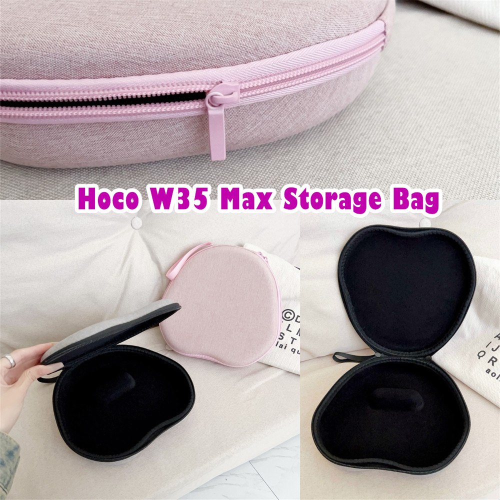 Case Homefor Hoco W35 Max เคสหูฟังอินเทรนด์สีเทาชุดหูฟัง Earpads Storage Bag กล่องปลอก EVA