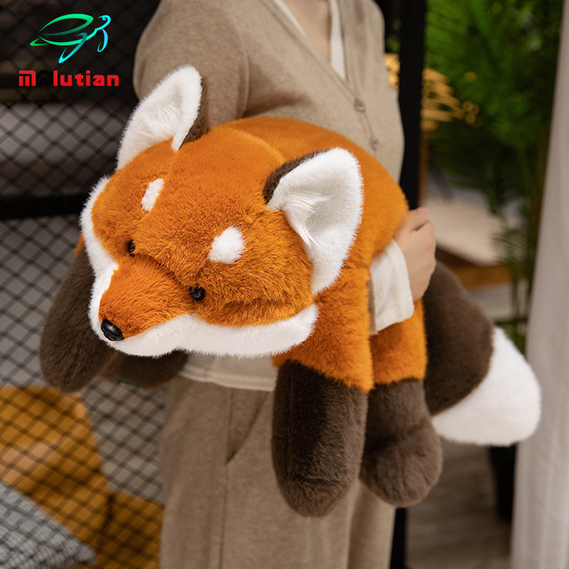 Molutian Kawaii Fox ของเล่นตุ๊กตาการ์ตูนตุ๊กตาสัตว์น่ารักนุ่ม Cuddly เด็ก Plushie ตุ๊กตา Lie Prone ของเล่นสําหรับสาวของขวัญตกแต่ง
