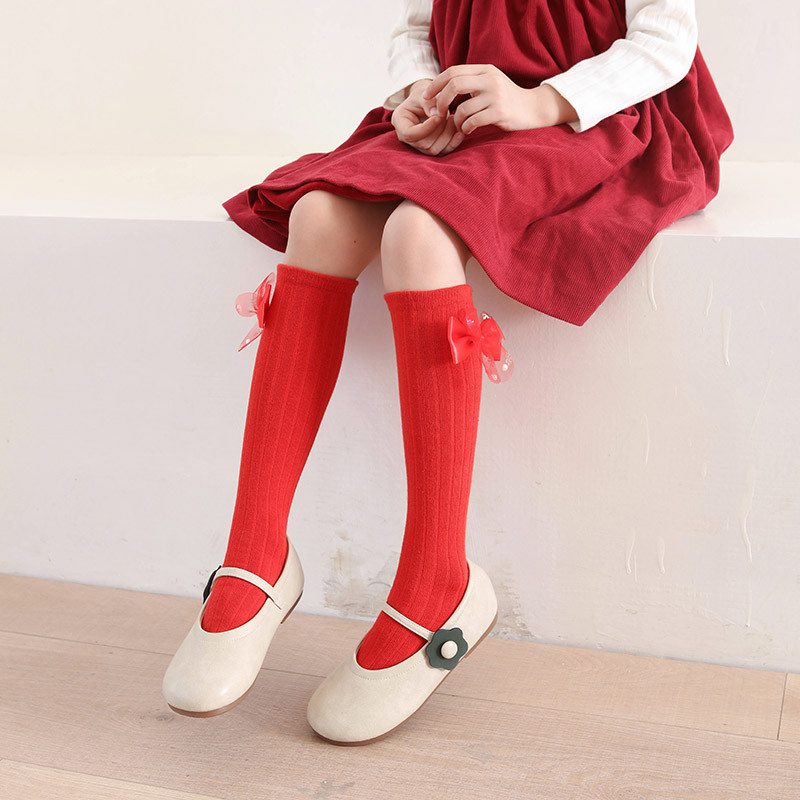 （ส่งจากไทย）รุ่นZT329 ถุงเท้าคริสต์มาส ถุงน่องสีแดงปีใหม่ วันตรุษจีน สำหรับเด็กผู้หญิง เป็นมงคล