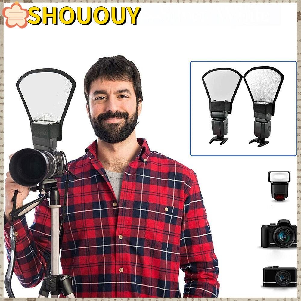 Shouuy Softbox Photo Light Reflector, 2-in-1 เติมแสงแผงกล้อง Flash Diffuser, Sector Silver White Fla