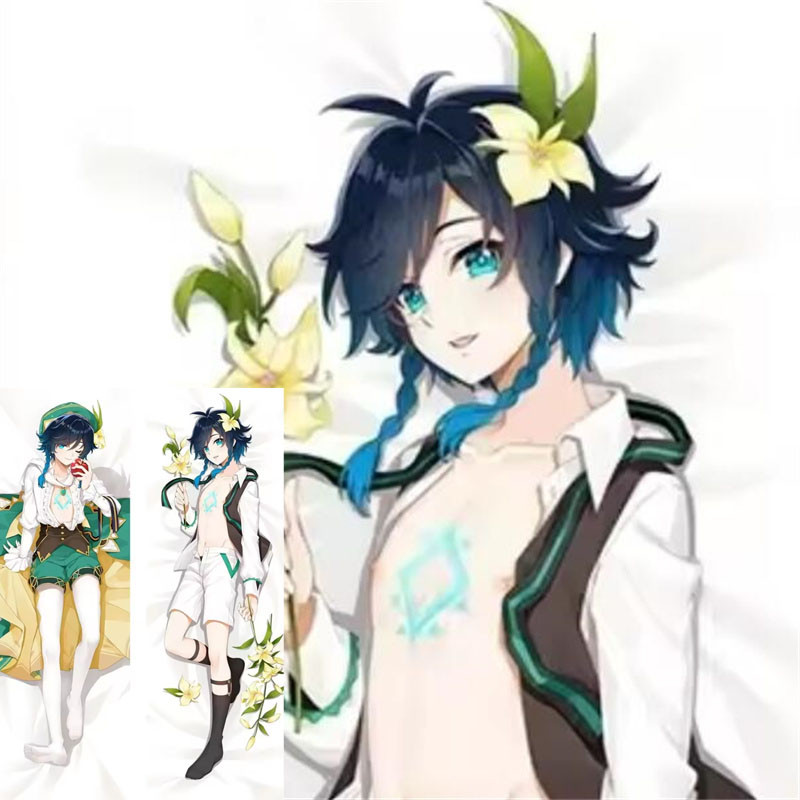 เกม Genshin Impact Windborne Bard Venti Dakimakura หมอนยาวเต็มรูปแบบ 2 ด้านพิมพ์หมอน Cove