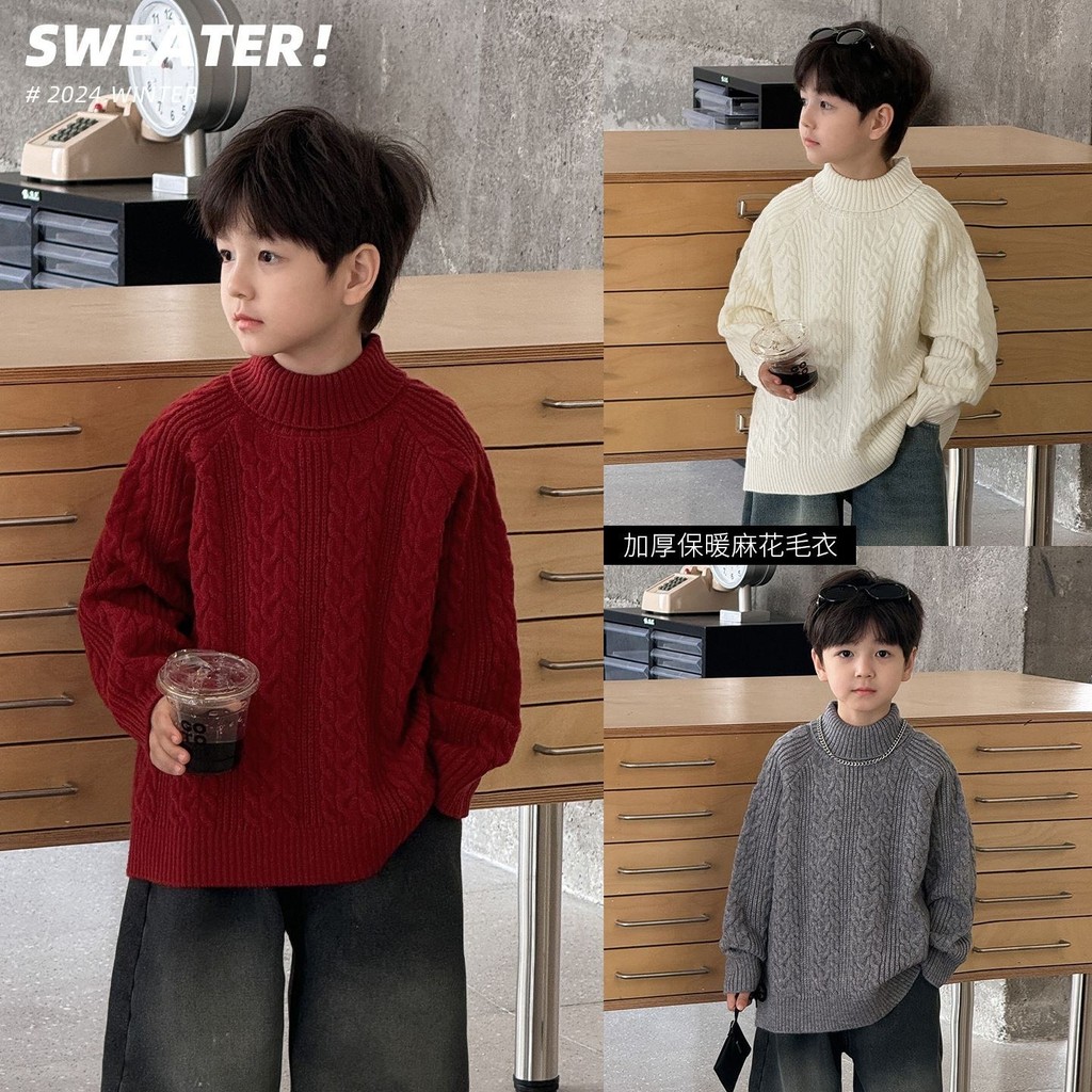 เด็กชายอบอุ่นบิดเสื้อกันหนาวฤดูใบไม้ร่วงฤดูหนาวเด็กกลางฤดูหนาวเสื้อผ้าปีใหม่เสื้อผ้าคอเต่าเสื้อกันหนาวเสื้อสวมหัวคริสต์ม