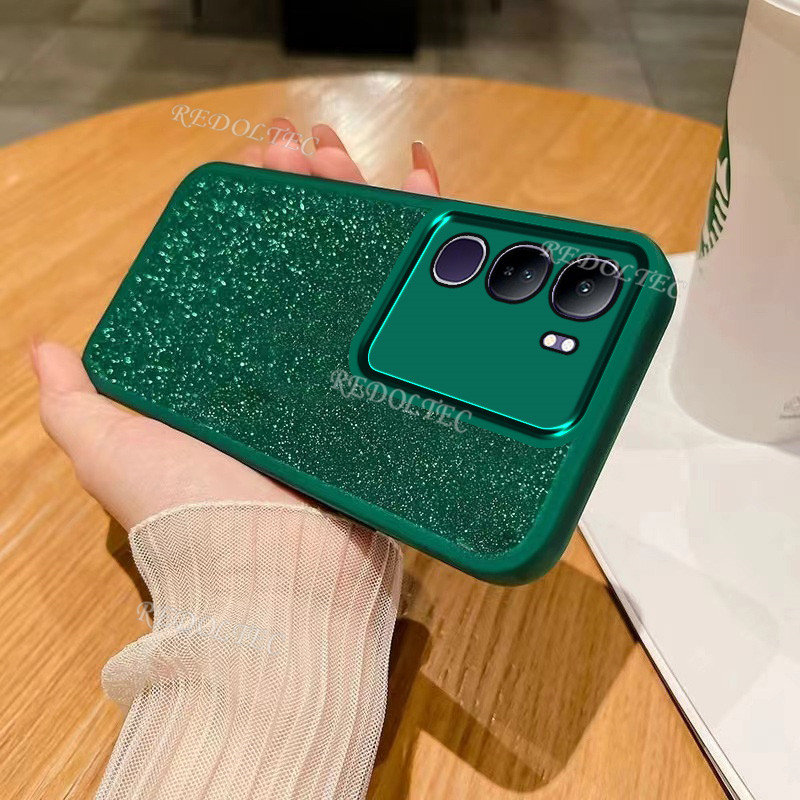 กรณี VIVO Y200 5G 2024 Luxury Glitter ปลอก VIVOY200 VIVO Y 200 5G Gradient Bling โปร่งใสซิลิโคนใสฝาครอบเลนส์ป้องกัน