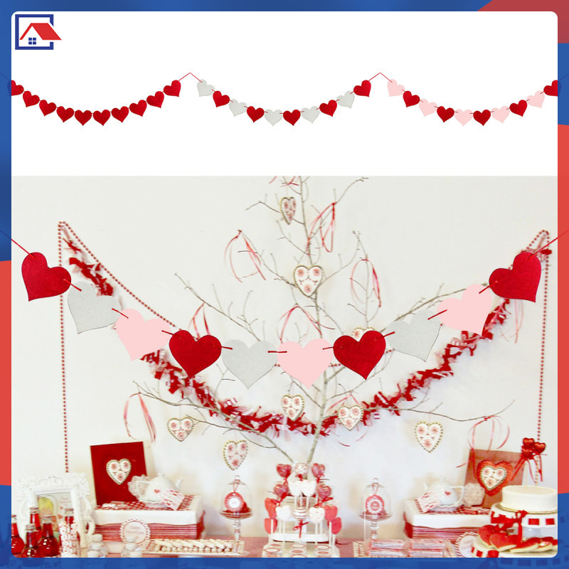 แบนเนอร์ตกแต่ง แบนเนอร์วันวาเลนไทน์ รูปหัวใจตกแต่งธงแขวนผ้าไม่ทอ erkenai