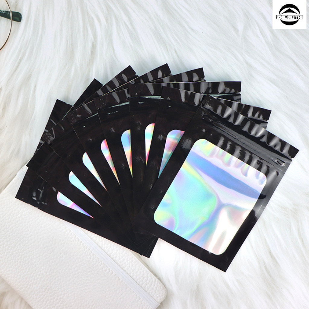 [แพ็คละ 50 แผ่น] ถุงซิปล็อค ถุงเก็บของ ถุงซิปล็อคสีเลเซอร์ ถุงซิปล็อคโฮโลแกรม มีรูแขวน มีหลายขนาดให้เลือก