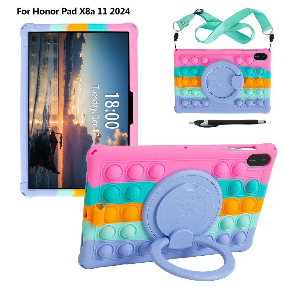360 หมุนสําหรับ HONOR PAD X8b 11 นิ้ว 2026 NDL2-W09 LTE X8a 11 นิ้ว NDL-W09 Pad X9 11 นิ้ว 2024 เด็กกันกระแทกซิลิโคนอ่อนนุ่มกรณีพร้อมที่จับ Grip Funda