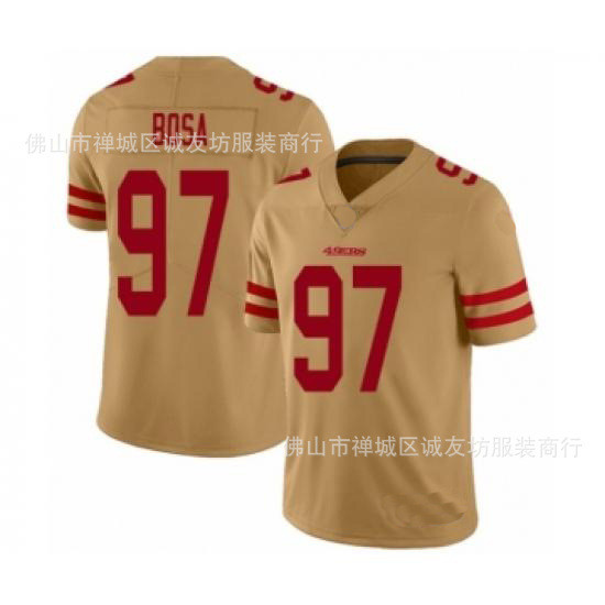 เสื้อรักบี้ NFL 49 คน 97 สีเหลือง 49ers Nick Bosa Jersey