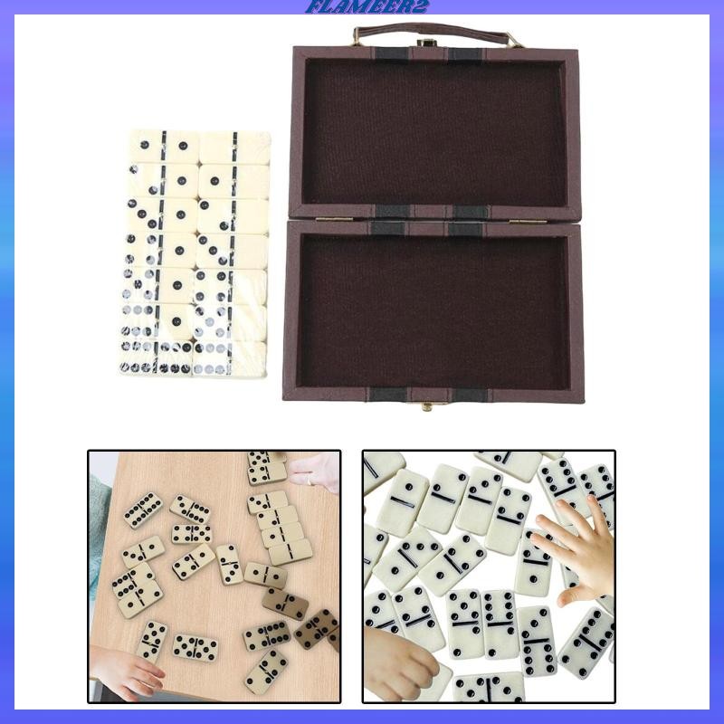 [Flameer2] Double Six Dominoes Set Toys Board Game 28 Dominoes in Portable Case for