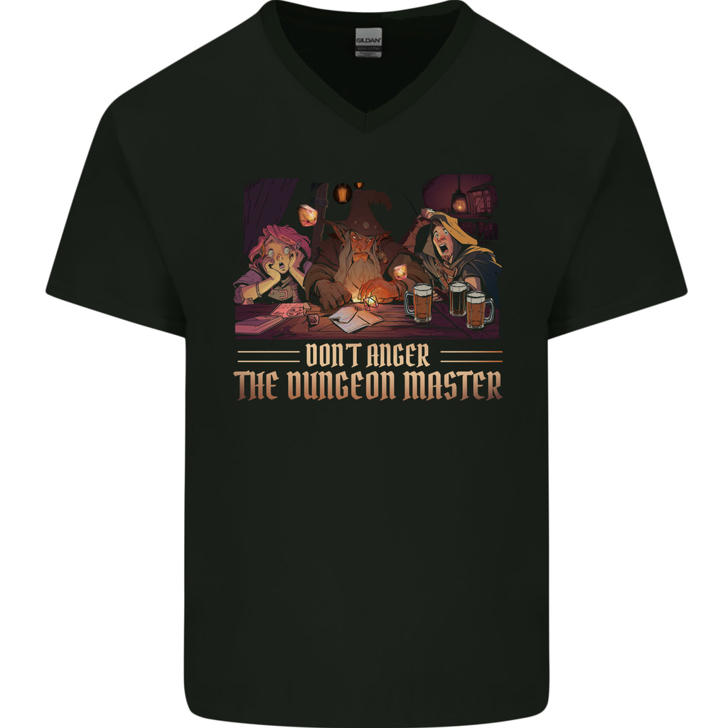 Rpg Anger The Dungeon Master บทบาทเล่นเกม Mens V คอผ้าฝ้ายเสื้อยืด