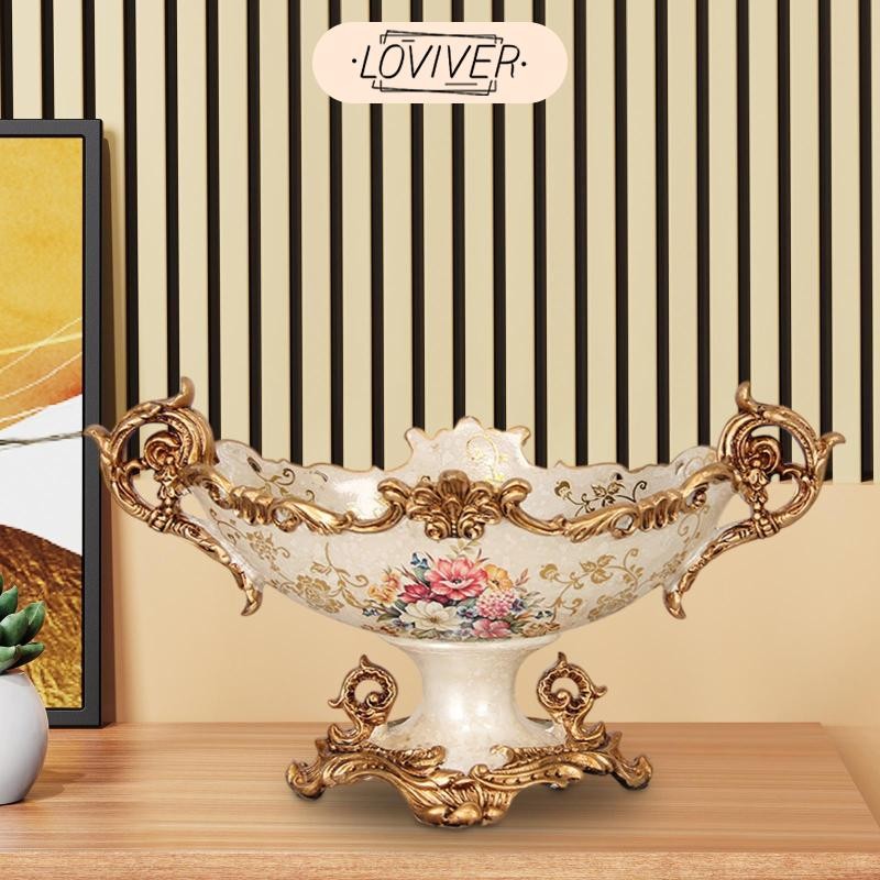 LOVIVER วินเทจชามผลไม้เรซิ่นเครื่องประดับออแกไนเซอร์จานหรูหราภาชนะใส่ผลไม้ถาดสําหรับเครื่องประดับขนม