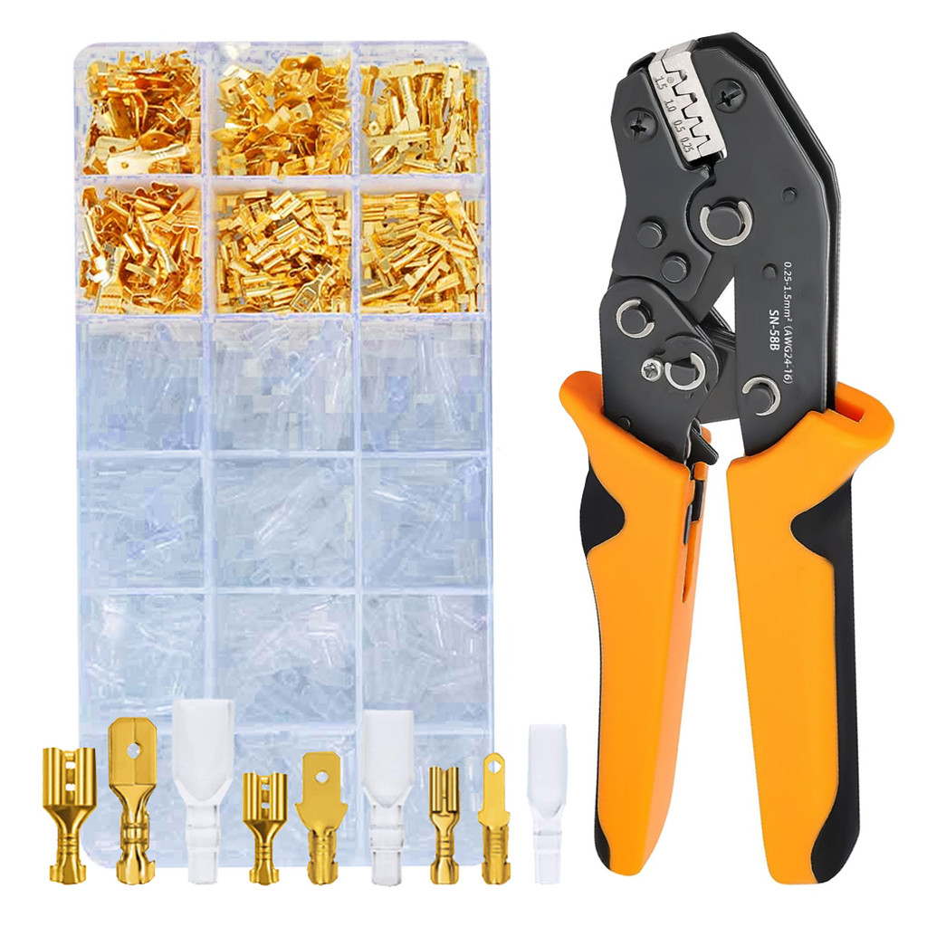 คีมจีบไฟฟ้า 23-16AWG ยานยนต์ Crimper Ratchet Wire CRIMPING Tool,เปิด Barrel Terminals