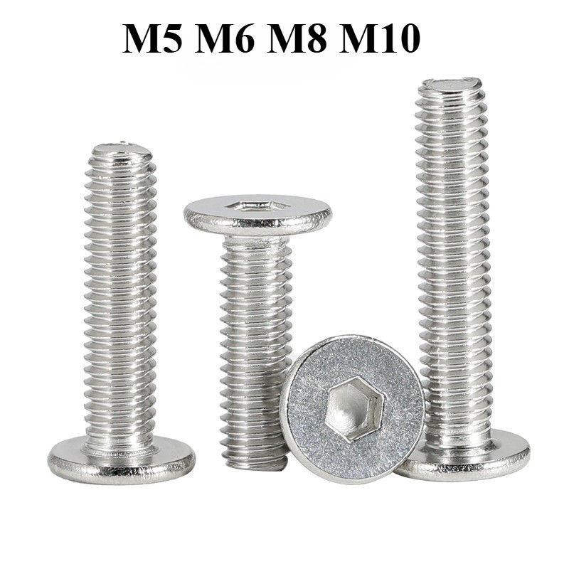 [เร็ว] สกรูหัวแบนอัลเลน SUS304 สกรูหัวแบน M5 M6 M8 M10 CM ซ็อกเก็ตหกเหลี่ยมกลมบาง