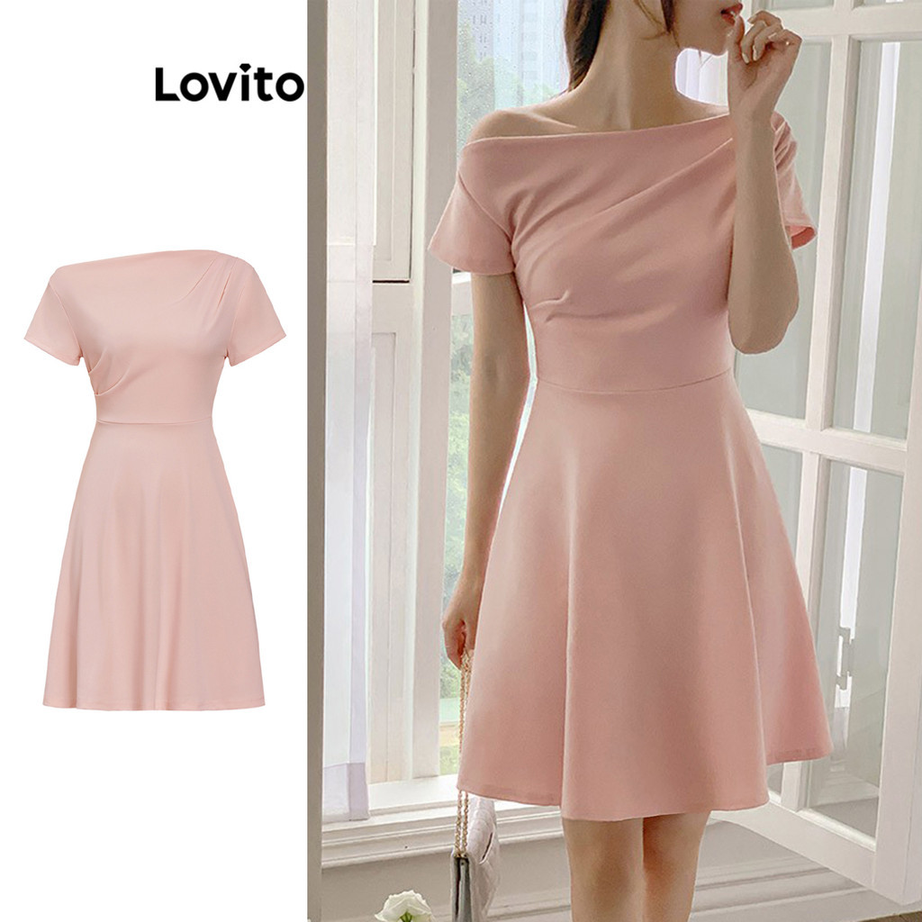 Lovito ชุดเดรสจีบแบบลำลองสำหรับผู้หญิง L100MD247