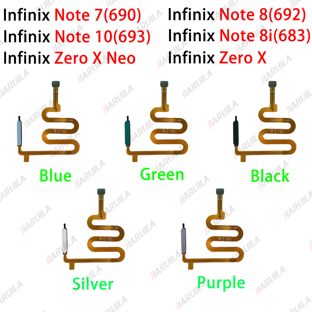 Finger พิมพ์เซ็นเซอร์ลายนิ้วมือสําหรับ INFINIX NOTE 7 NOTE 8 NOTE 10 X690 X692 X693 ZERO X NEO power On off ปุ่ม flex อะไหล่