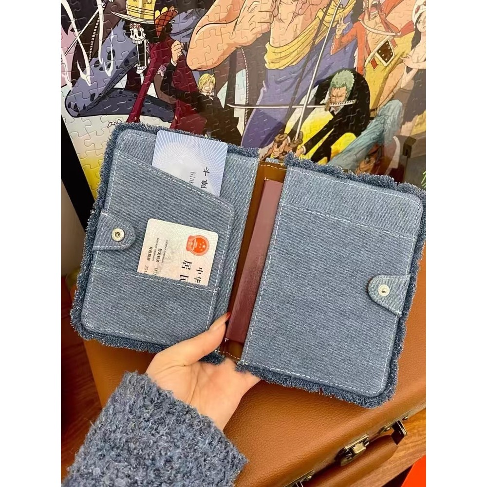 [Aria]tagi. สินค้าใหม่ "Pingping An'an" เพิร์ลเดนิมพู่กระเป๋าเก็บเอกสารหนังสือเดินทางน่ารักกระเป๋าใส่บัตร