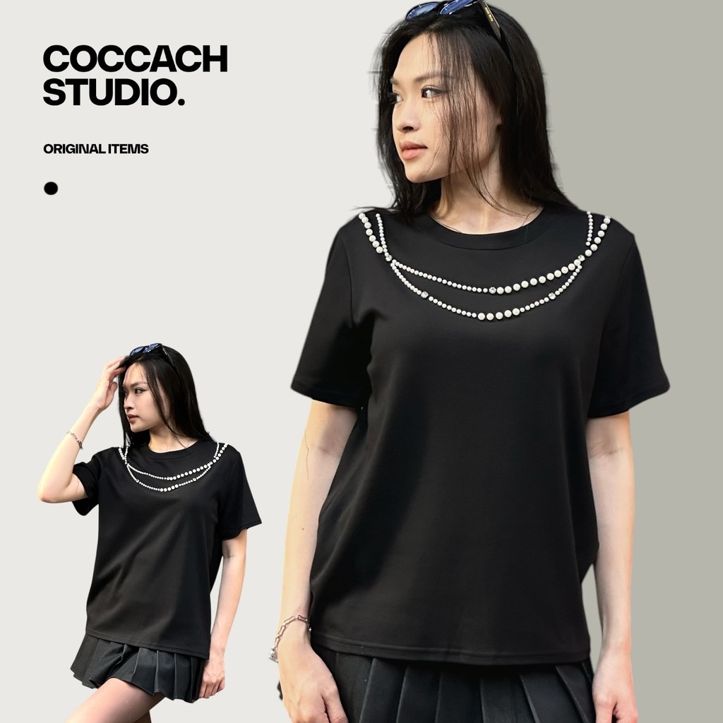 เสื้อยืดคล้องคอมุกผู้หญิงคุณภาพสูง TSS66907 by COCCACH