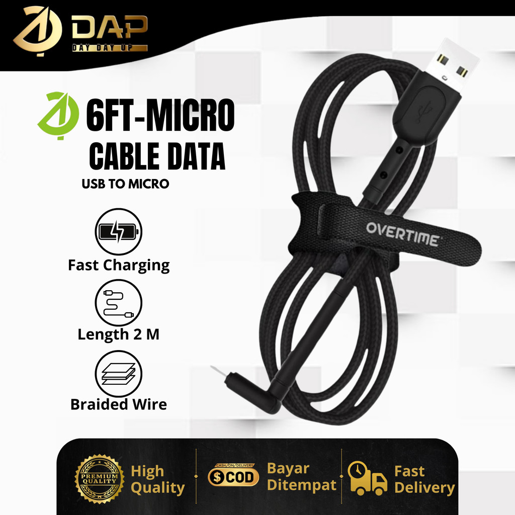 Overtime Charging 2 in 1 Stand USB to Micro Data Cable ความยาว 2m // 6FT