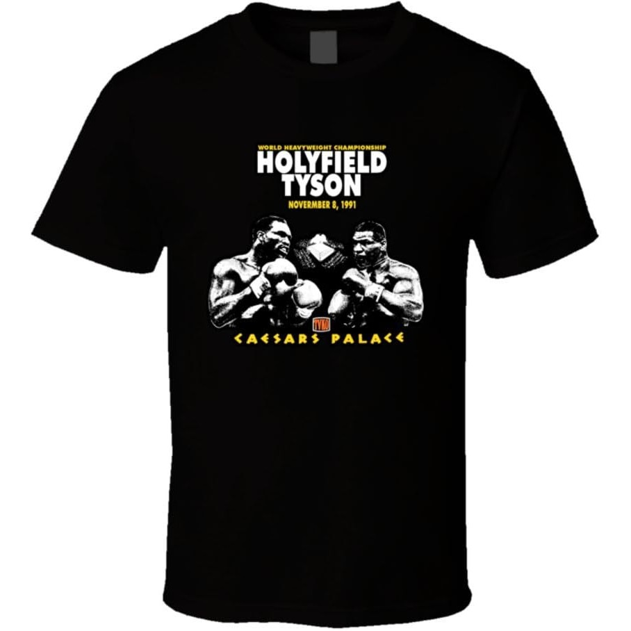 เสื้อยืดผ้าฝ้ายผู้ชาย Mike Tyson Holyfield Fight T Shirt 4XL , 5XL , 6XL